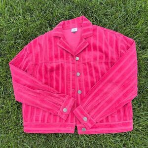 CAbi Women's Pink Corduroy Button Front Jacket Size M
